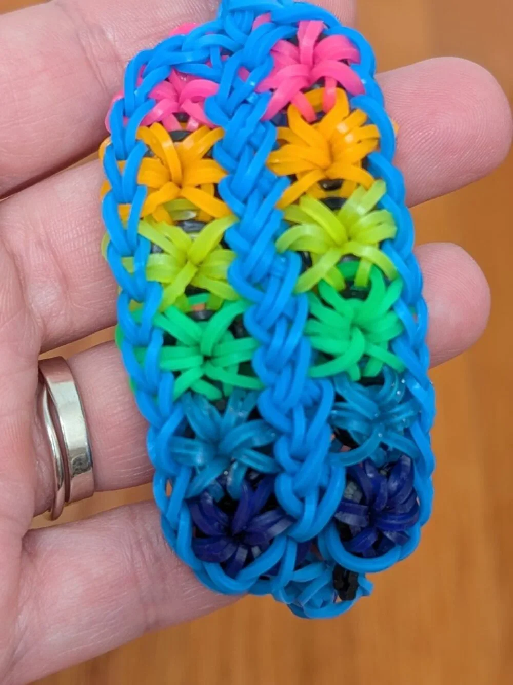 (3) Handmade Rainbow Loom Bracelets, Starburst, Triple Single & Geometric